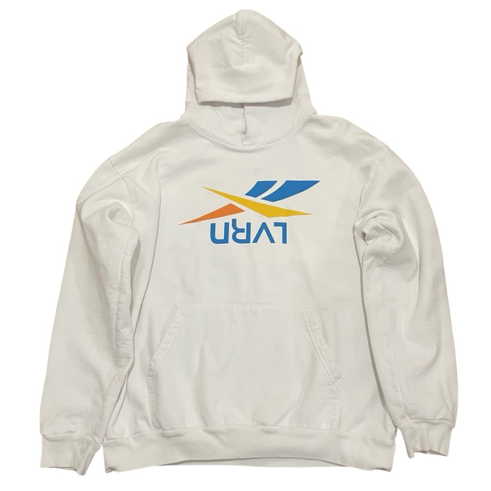 LVRN x Reebok Lookbook ‘18 White Graphic Hoodie Sweatshirt w/ Hood XL Rare